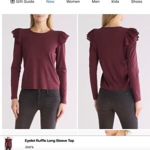 Joe's Eyelet Ruffle Long Sleeve Top NWT